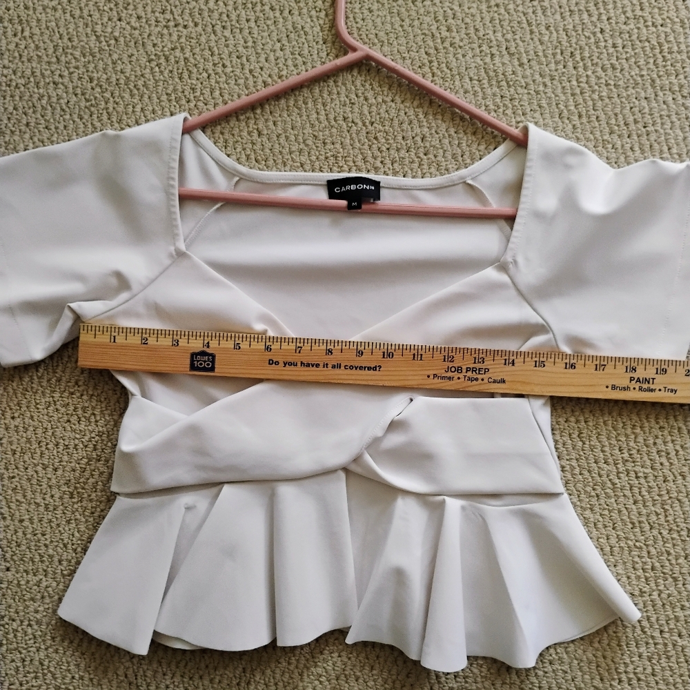 Carbon38 Ruffle Peplum Cris Cross Top Ivory, Off … - image 7